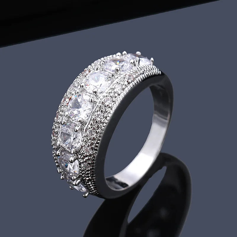 Luxury Jewelry Rings with Zircon Gemstone 925 Silver Accessories Finger Ring for Women Wedding Engagement Promise Party Gifts white