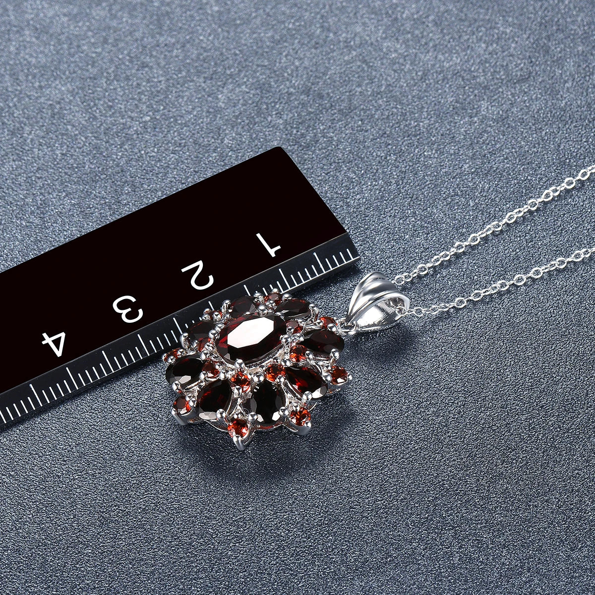 Hutang 7.54ct Natural Black Garnet Pendant, 925 Sterling Silver Necklace Fine Gemstone Jewelry for Women, Gift for Christmas
