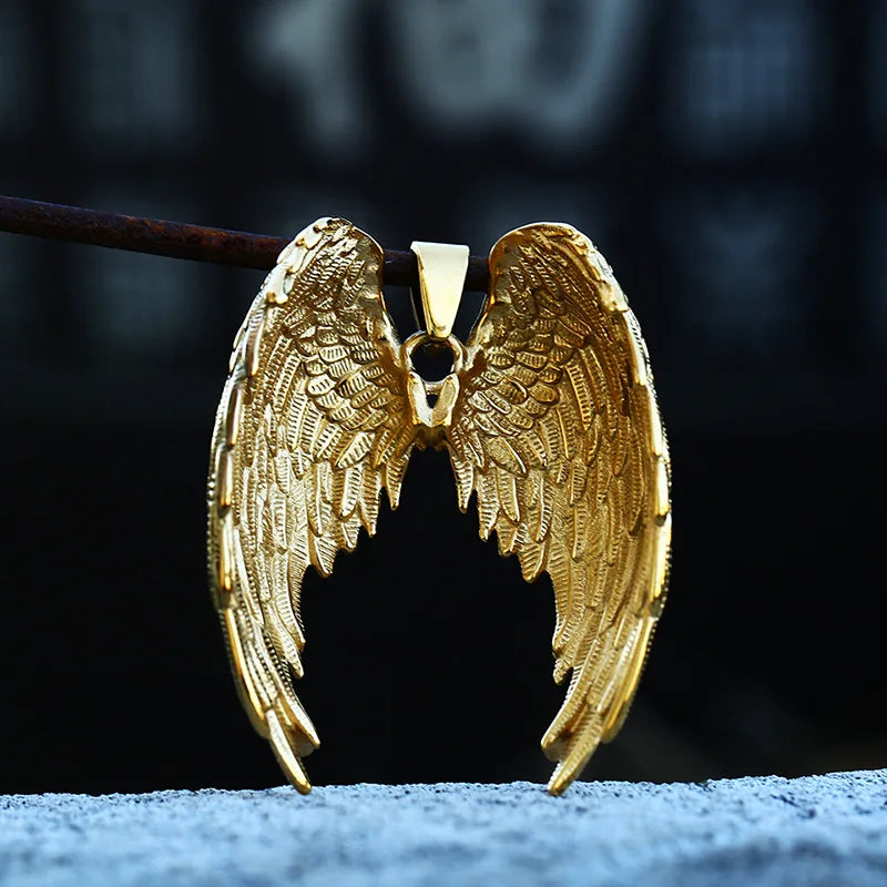 Angel Wings Stainless Steel Men Women Necklaces Pendants Chain Punk Rock Vintage Fashion Jewelry Accessories Gift Wholesale