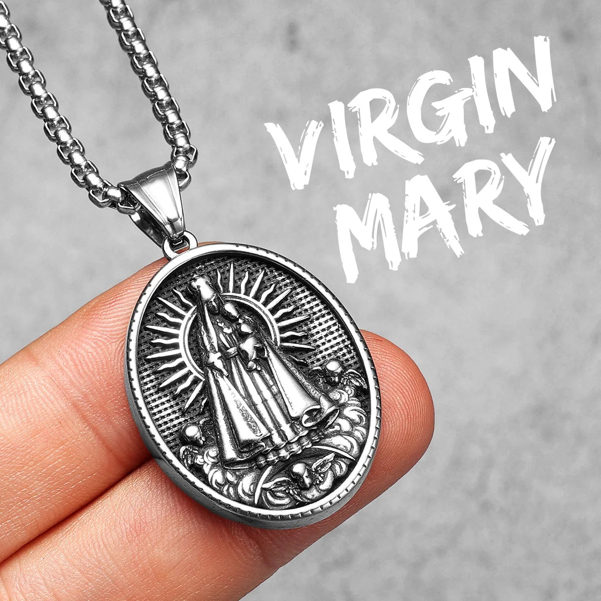 Virgin Mary Angel Cross Stainless Steel Men Necklaces Pendant Chain Amulet Cool New in For Women Fashion Jewelry Gifts Wholesale
