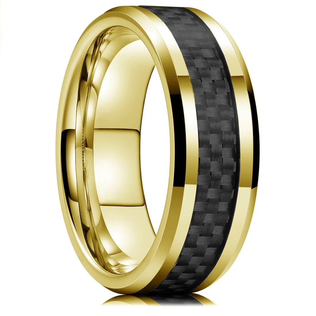 Classic 8mm Men Ring Titanium Stainless Steel Ring Inlay Black Blue Carbon Fiber Ring Wedding Jewelry Christmas Gift Accessories