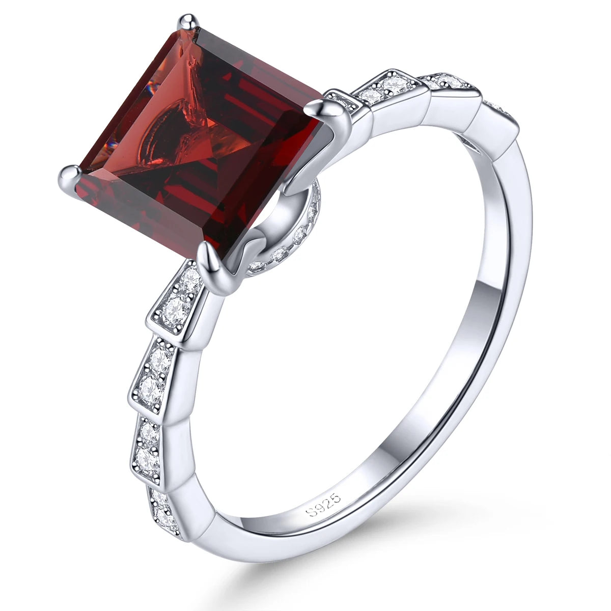 Natural Red Garnet Sterling Silver S925 Rings 1 Carat Genuine Gemstone Classic Simple Design Daily Style Fine Jewelry Gifts Natural Garnet