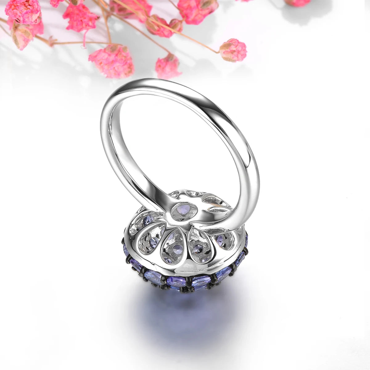 Natural Tanzanite Silver Rings 2.3 Carats Genuine Tanzanite Gemstone Classic S925 Fine Jewelrys Anniversary Birthday Gifts