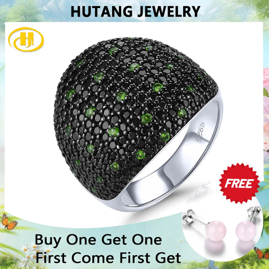 Natural Black Spinel Diopside Solid Silver Rings 3.6 Carats Genuine Gemstone Unisex Design Classic Style Birthday Party Gifts 8