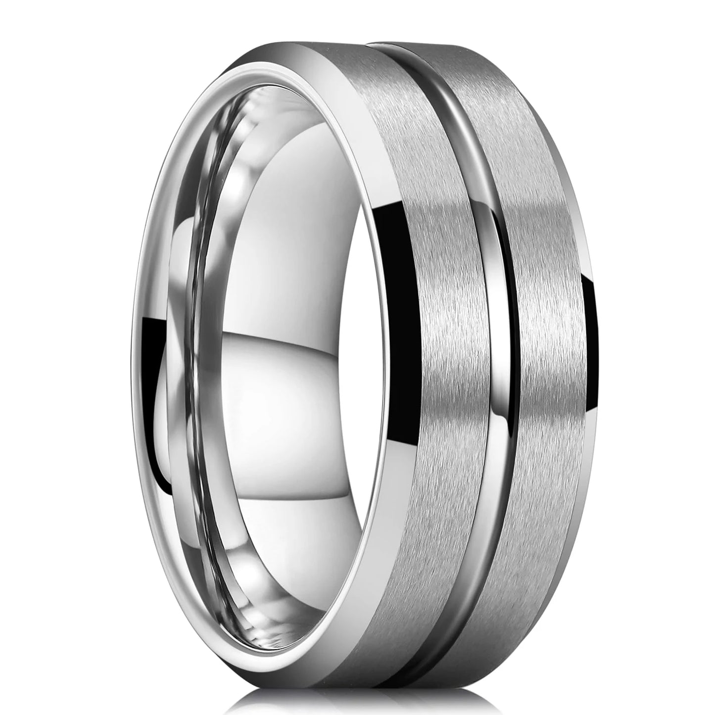 Simple 8mm Rainbow Color Stainless Steel Rings For Men Women Colorful Matte Brushed Men Rings Wedding Band Jewelry Drop Shipping