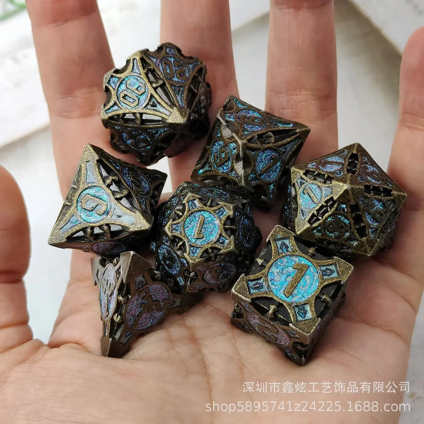 7Pcs Set Metal Dice Solid Polyhedral Number Dice Kit for DND Running Team RPG D4 D6 D8 D10 D12 D20 Table Board Game dnd Dice Set gbe