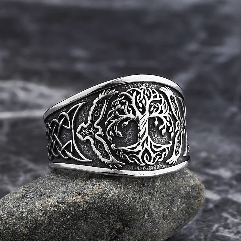 2023 New Viking Gothic Stainless Steel Odin Runes Ring Men Wedding Anels Womens Band Jewelry Gift Anel Viking C Only ring