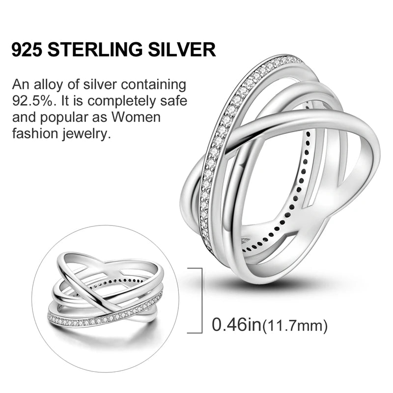 925 Sterling Silver Infinite Love Ring Original Luxury Design Zircon Finger Rings For Women High Quality Wedding Jewelry Gift