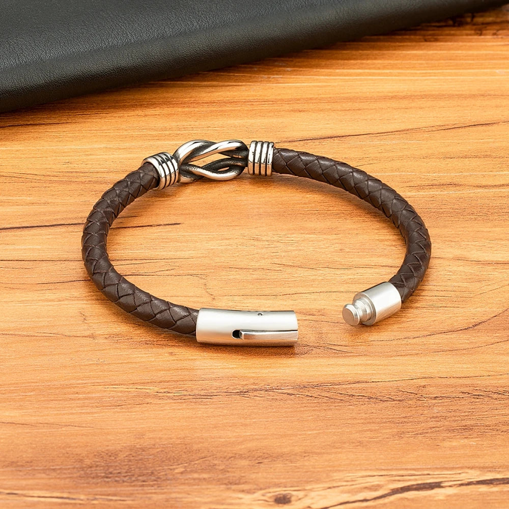 XQNI Fashion Men's Leather Bracelet Stainless Steel Irregular Accessories Commemorative Gifts for Charm Bangles Punk Jewelry