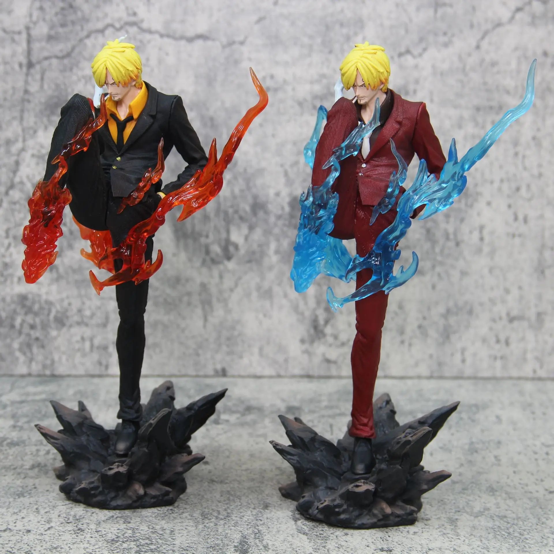 24cm One Piece Gk Sanji Standing Posture Demon Kick Red And Blue Special Effects Anime Figure Model Ornament Statue Toy Gifts