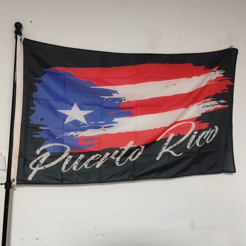 Puerto Rico Boricua Pride Flag 90x150cm Polyester Cultural Banner Reinforced Edges Brass Grommets for Indoor/Outdoor Wall Decor