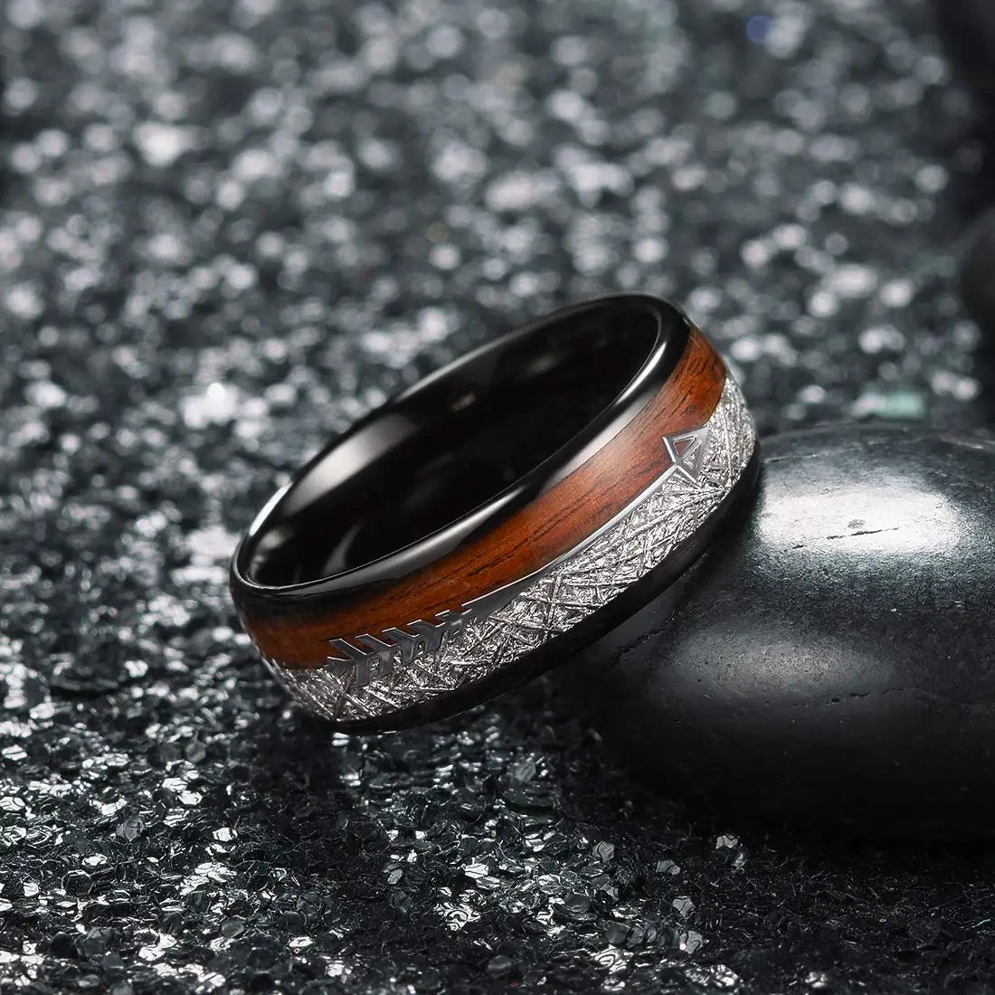 Simple Titanium Stainless Steel Rings For Men Women Koa Wood Inlay Luxury Wedding Band Engagement Rings Jewelry anillos mujer
