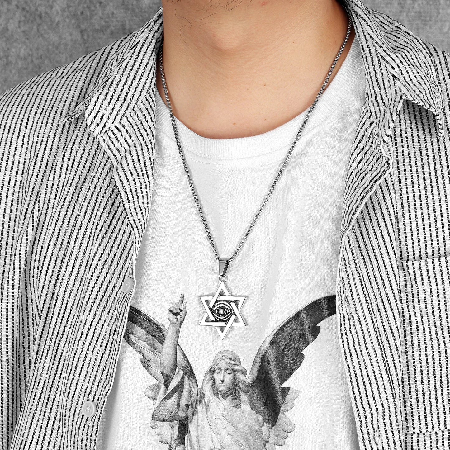 Seal of Solomon Eye of Light Stainless Steel Men Necklaces Pendant Chain Punk Stylish For Women Fashion Jewelry Gifts Wholesale