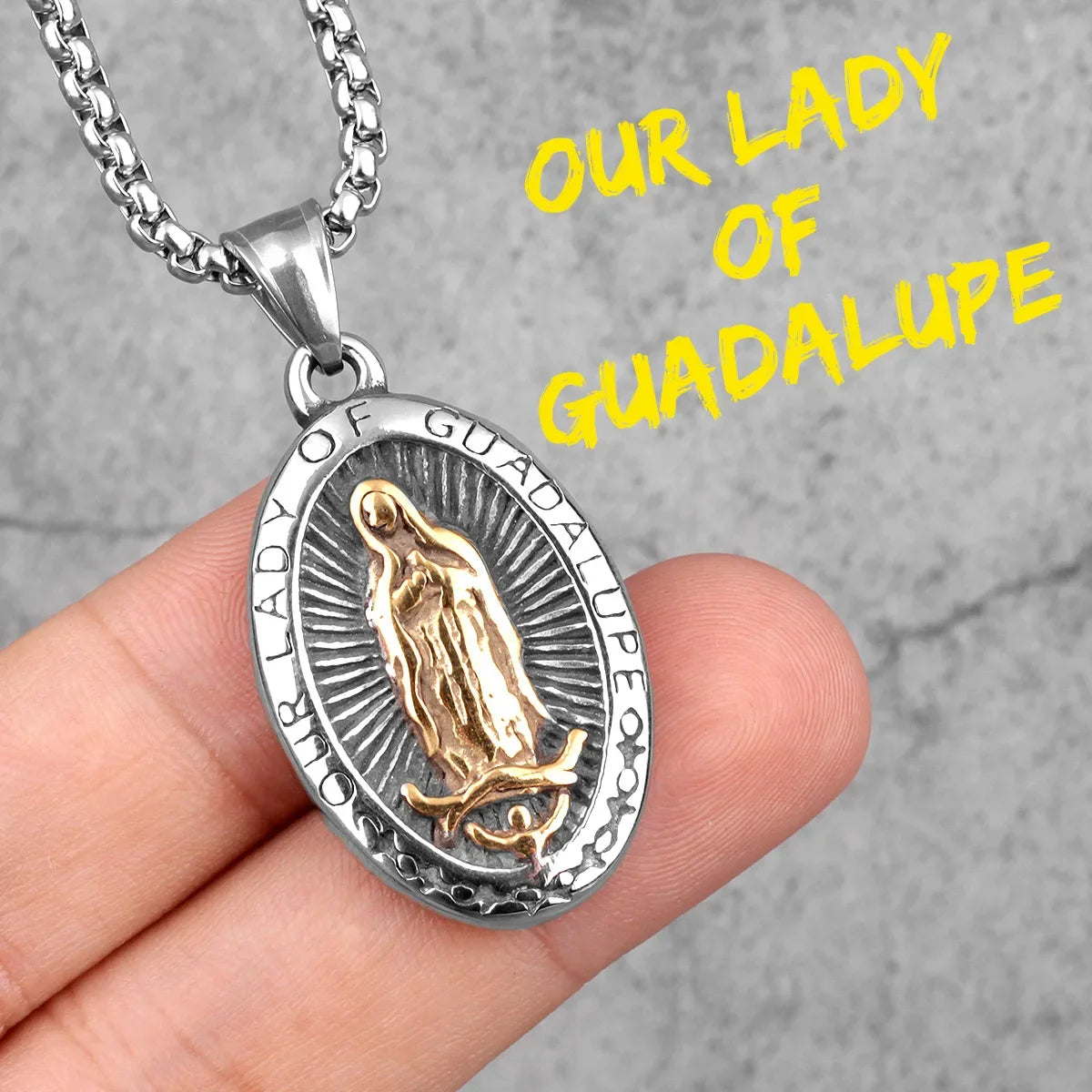 Virgin Mary Guadalupe Angel Cross Stainless Steel Men Necklaces Pendant Chain Amulet For Women Fashion Jewelry Gifts Virgin Mary-T