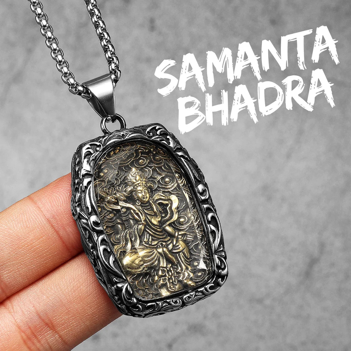 Buddhism Buddha Glass Stainless Steel Men Necklaces Pendant Chain Powerful Amulet Vintage Cool For Women Jewelry Gifts Wholesale