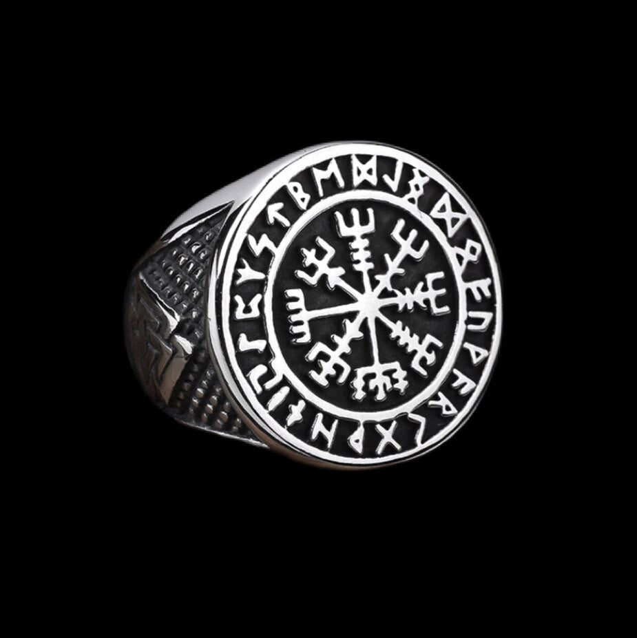 Nordic Mythological Compass Silvery Gold Viking Ring Luxury Personality Loki Anel for Men Gift Anel OSR053 us size