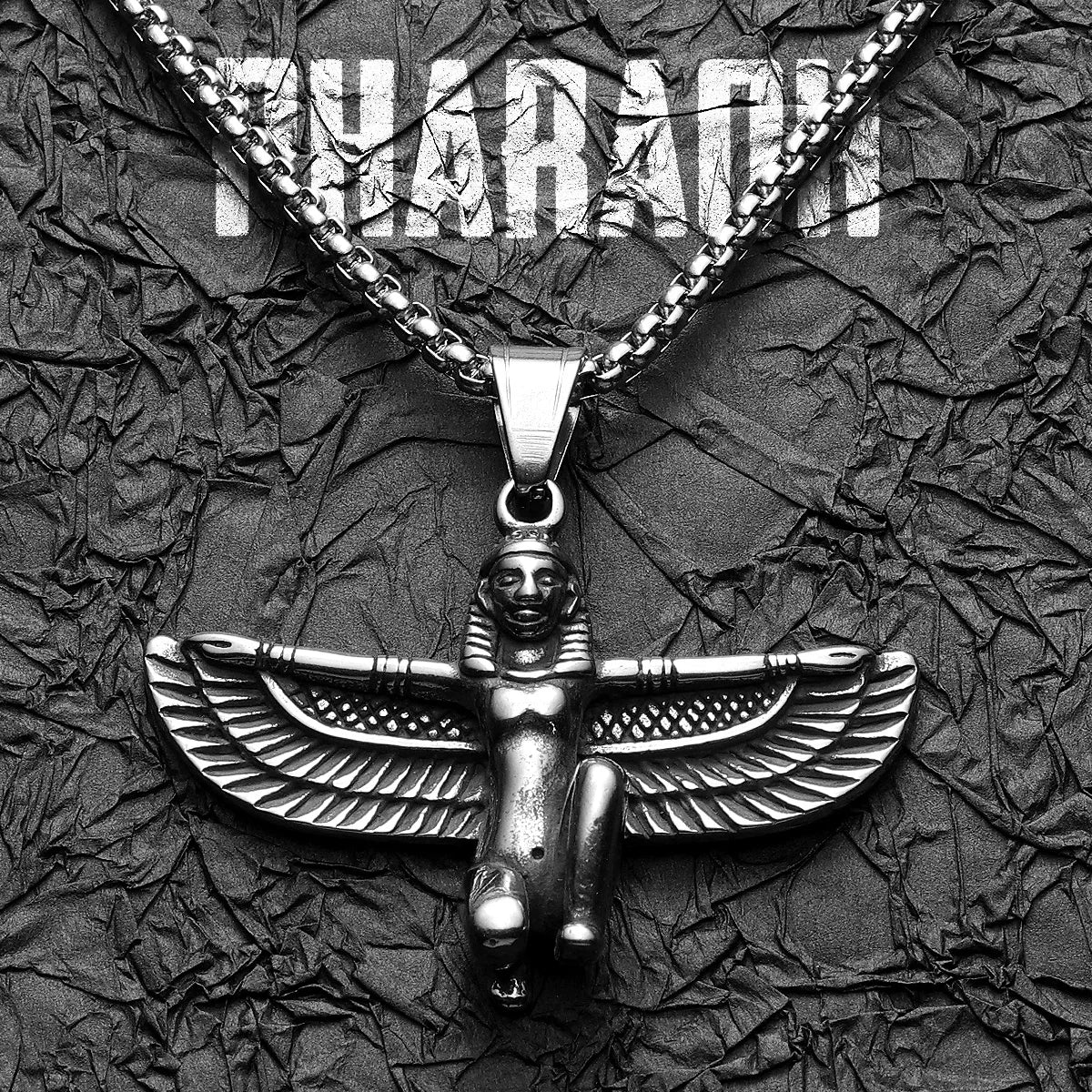 Egyptian Pharaoh Eagle Wing Stainless Steel Men Necklaces Pendant Chain Powerful Amulet Vintage For Women Jewelry Gift Wholesale