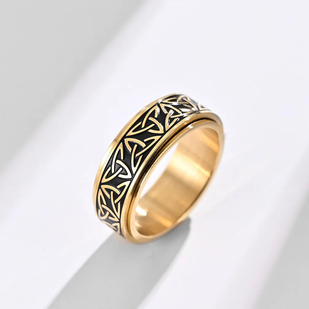 Vintage Irish Viking Celtics Knot Rings For Men Women Viking Stainless Steel Spinner Fidgets Rings Retro Rock Party Jewelry Gift