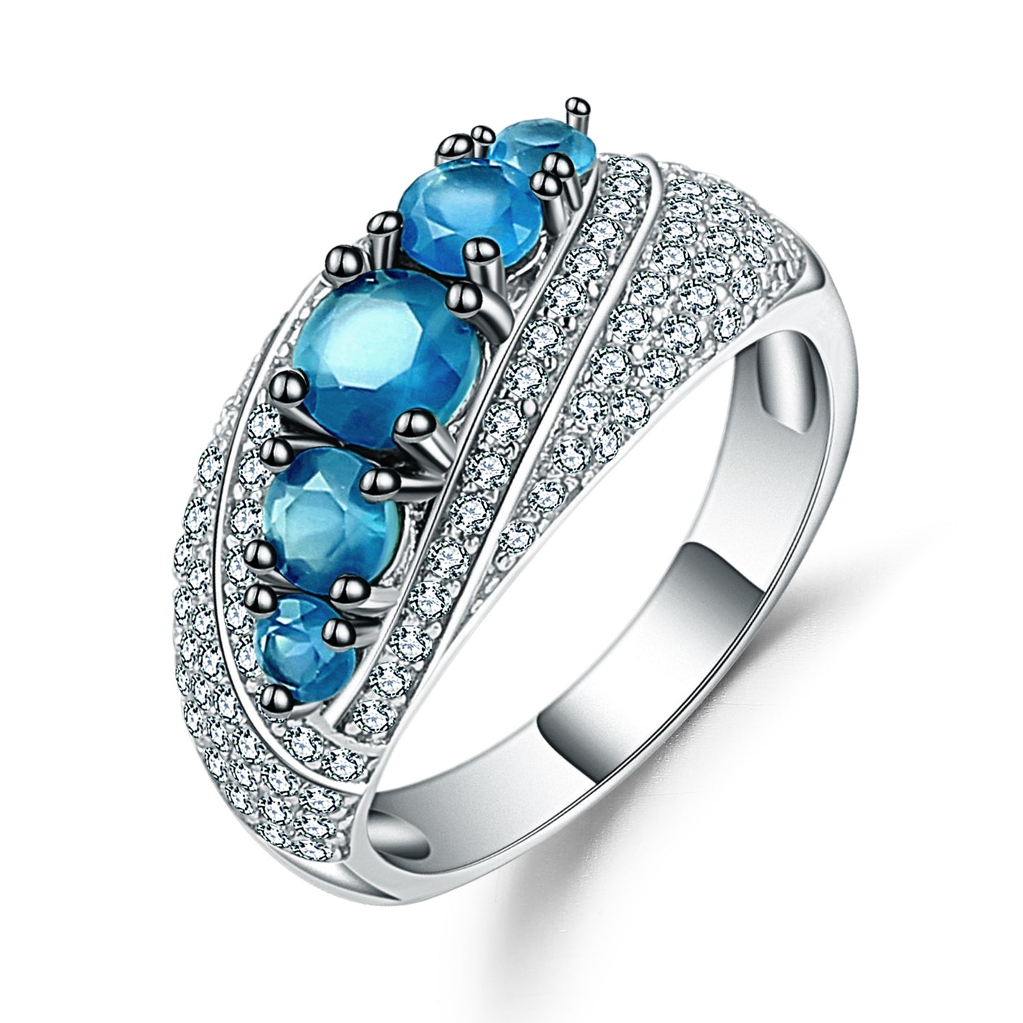 Gem&#39;s Ballet Halo 1.56Ct Natural London Blue Topaz Mona Lisa Ring 925 Sterling Silver Gemstone Rings For Women Fine Jewelry London Blue Topaz|925 Sterling Silver