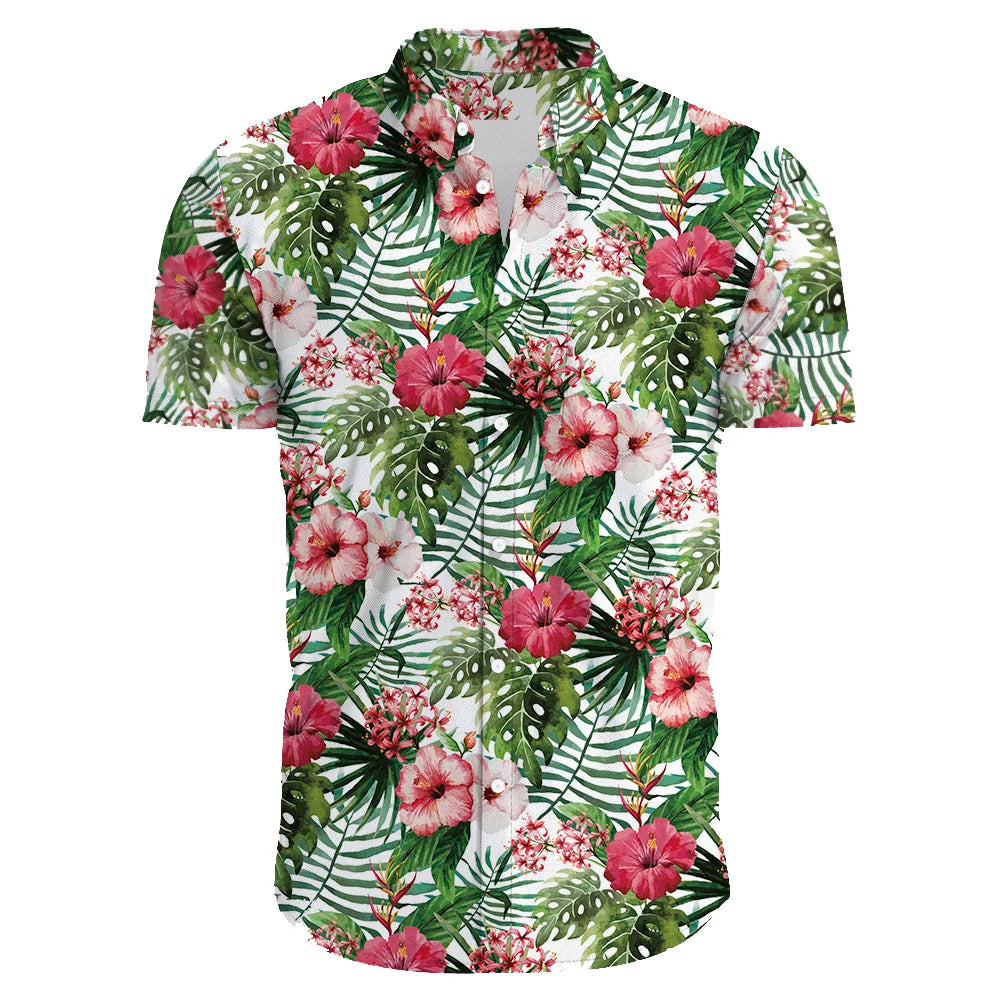 2024 Summer Men's Casual Floral Print Short Sleeve Top Hawaiian Shirt For Mens Clothes Daily New High Quality Lapel Oversized CS2024XQ1233
