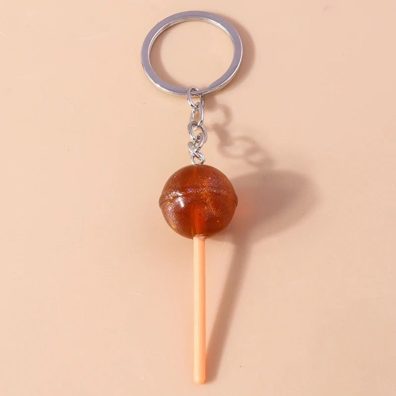 Lovely Resin Candy Lollipop Keychain Mini 3D Simulation Food Key Rings for Men Women Handbag Pendants DIY Kids Jewelry Gifts as picture shows 4