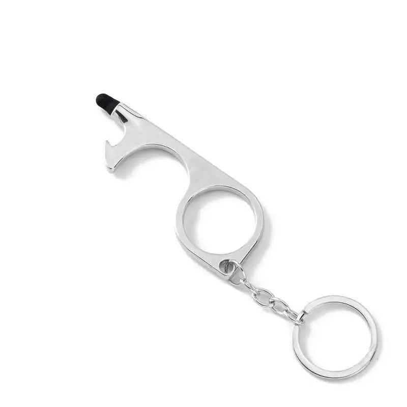 Multifunctional Hand Tool Edc metal Keychain Door Opener No Touch Hygiene Hand Antimicrobial Key 4