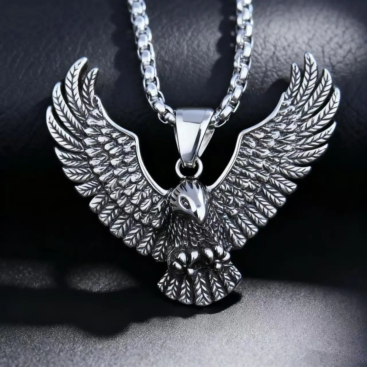 HNSP 316L Stainless Steel Viking Style Eagle Pendant Necklace For Men Punk Gothic Jewelry Accessories