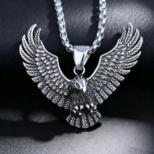 HNSP 316L Stainless Steel Viking Style Eagle Pendant Necklace For Men Punk Gothic Jewelry Accessories