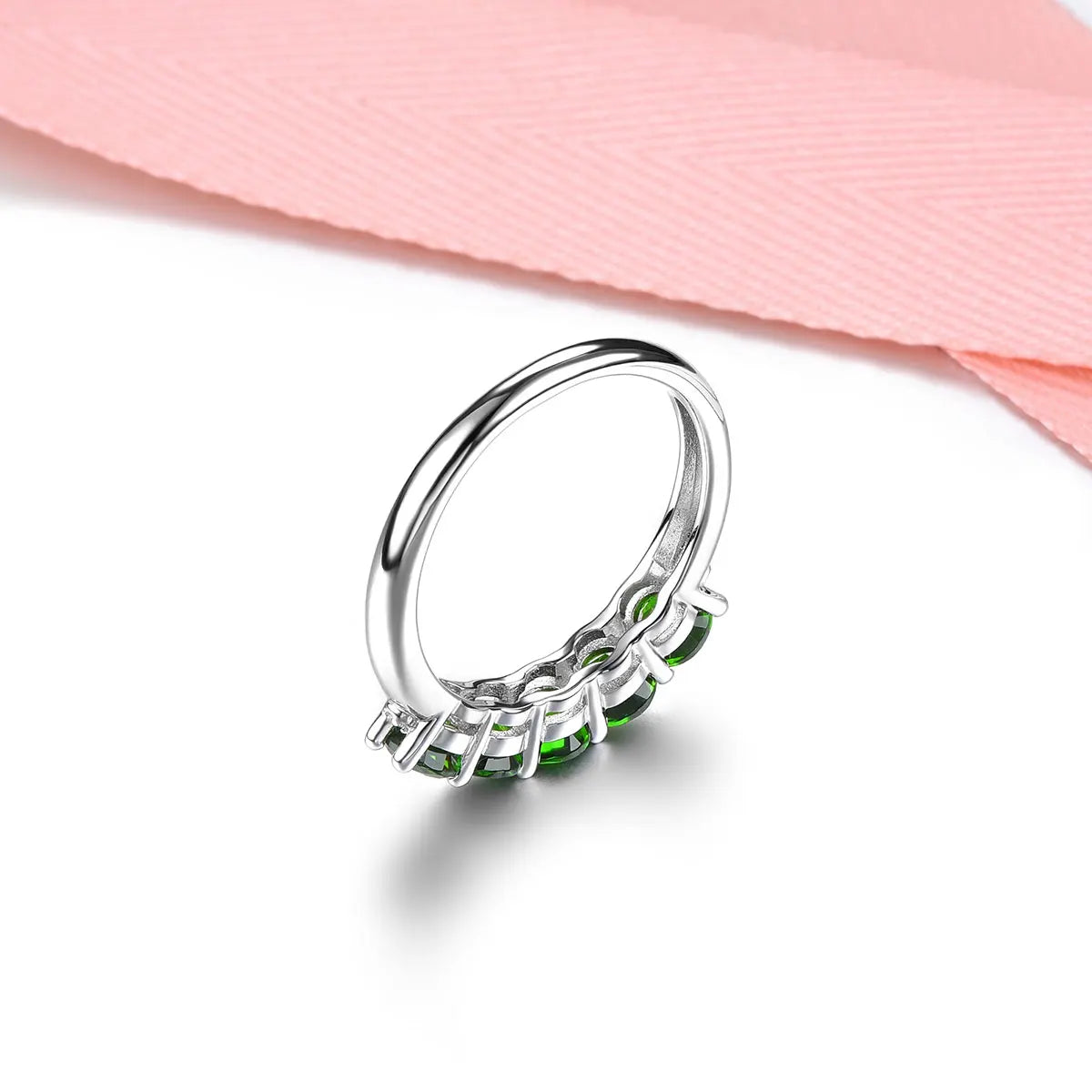 Natural Diopside Solid Silver Rings 1.4 Carats Genuine Green Gemstone Simple Classic Design Women's Ring Daily Fine Jewelrys