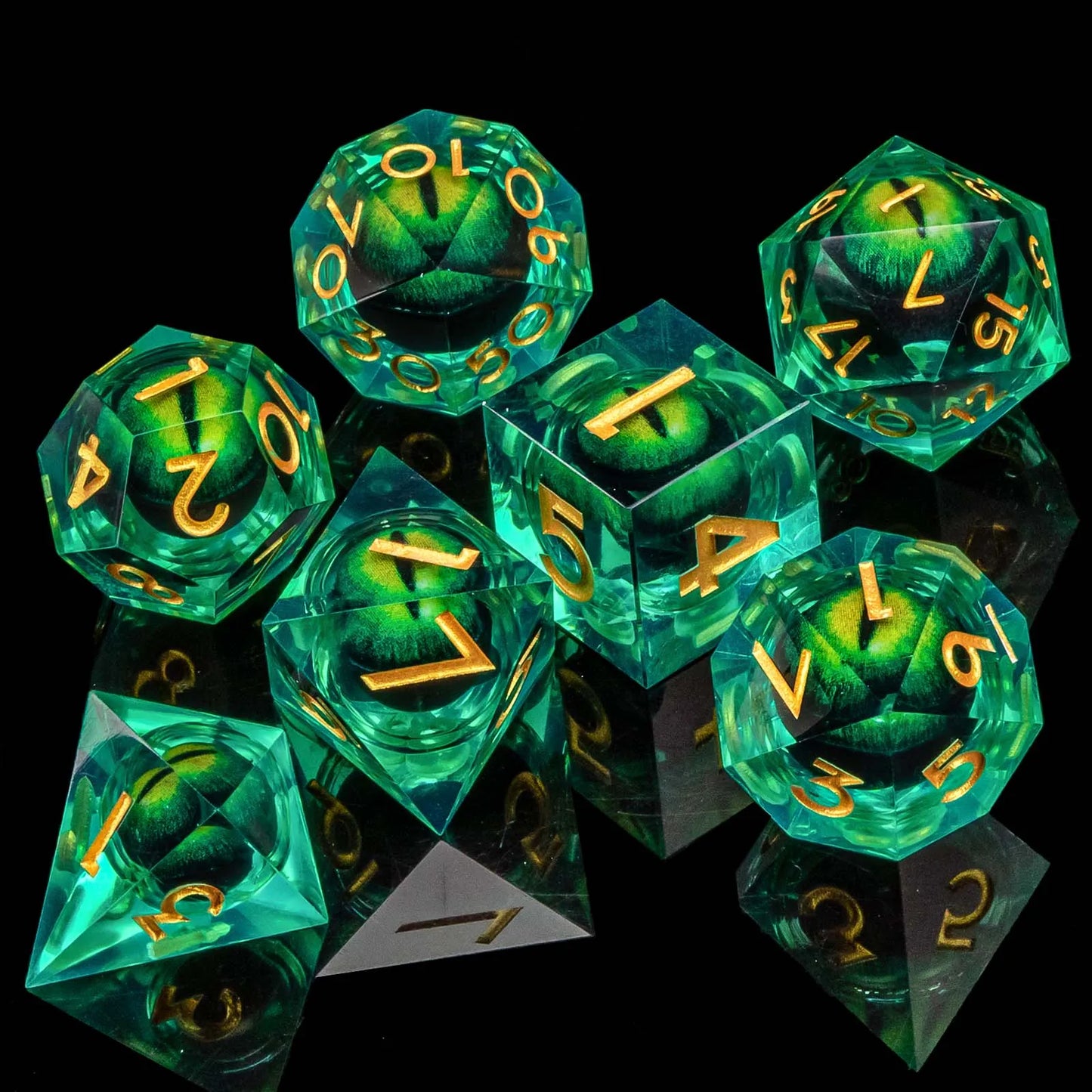 D and D Flowing Sand Sharp Edge Dragon Eye Dnd Resin RPG Polyhedral D&D Dice Set For Dungeon and Dragon Pathfinder Role Playing AZ19