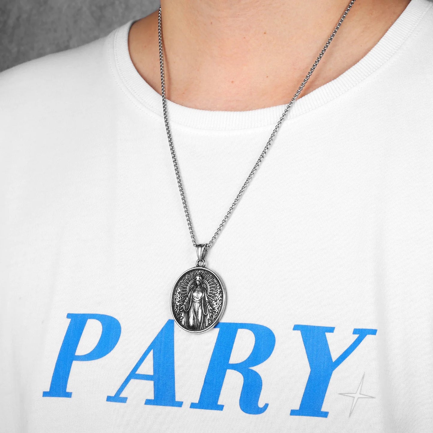 Virgin Mary Cross Powerful Amulets Stainless Steel Men Necklaces Pendant Chain Cool Thing for Girl Women Jewelry Gifts Wholesale