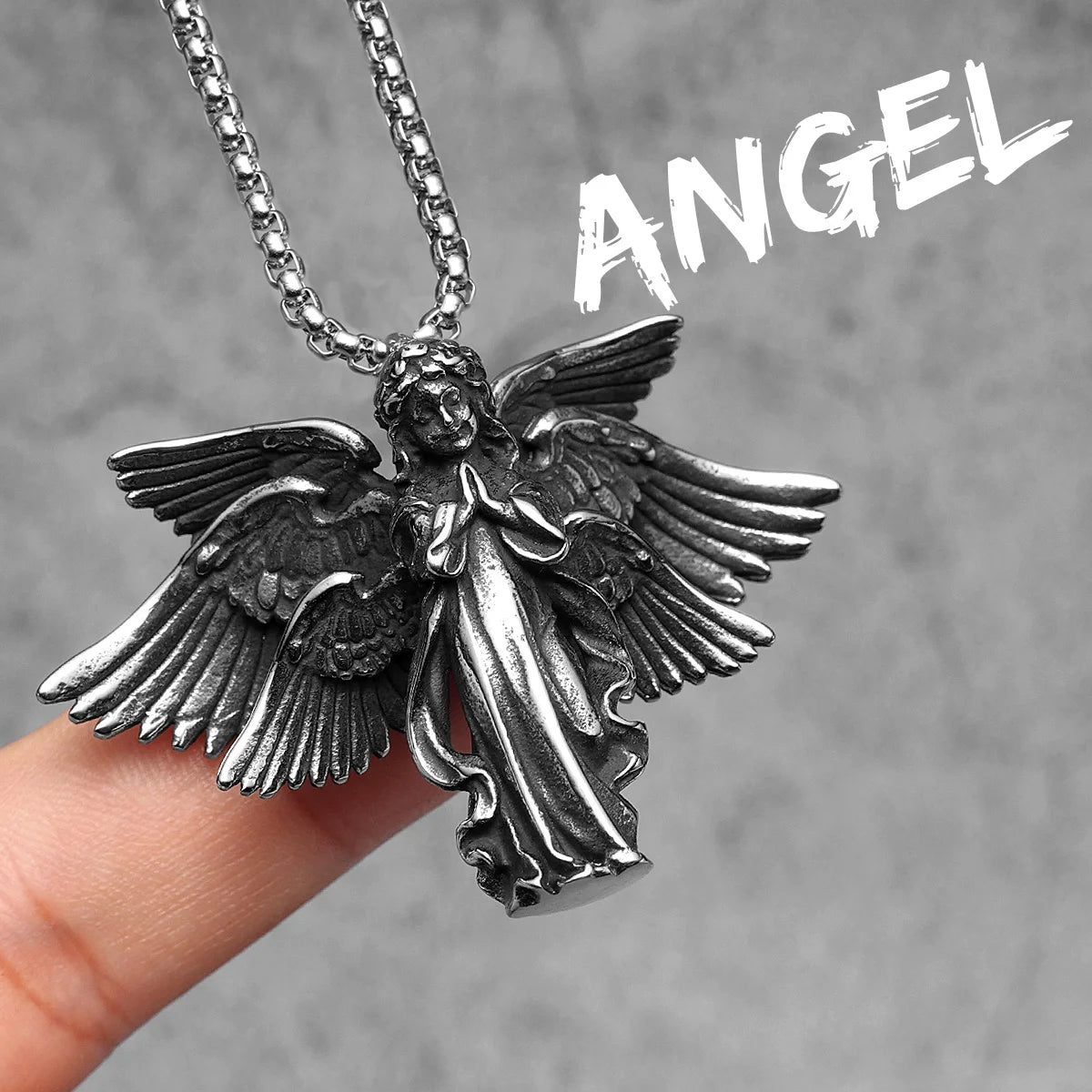 Angel Wing Cross Jesus Masonic Amulet Stainless Steel Men Necklaces Pendant Chains New For Women Fashion Jewelry Gifts Wholesale