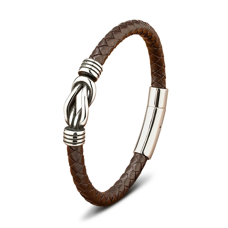 XQNI Fashion Men's Leather Bracelet Stainless Steel Irregular Accessories Commemorative Gifts for Charm Bangles Punk Jewelry