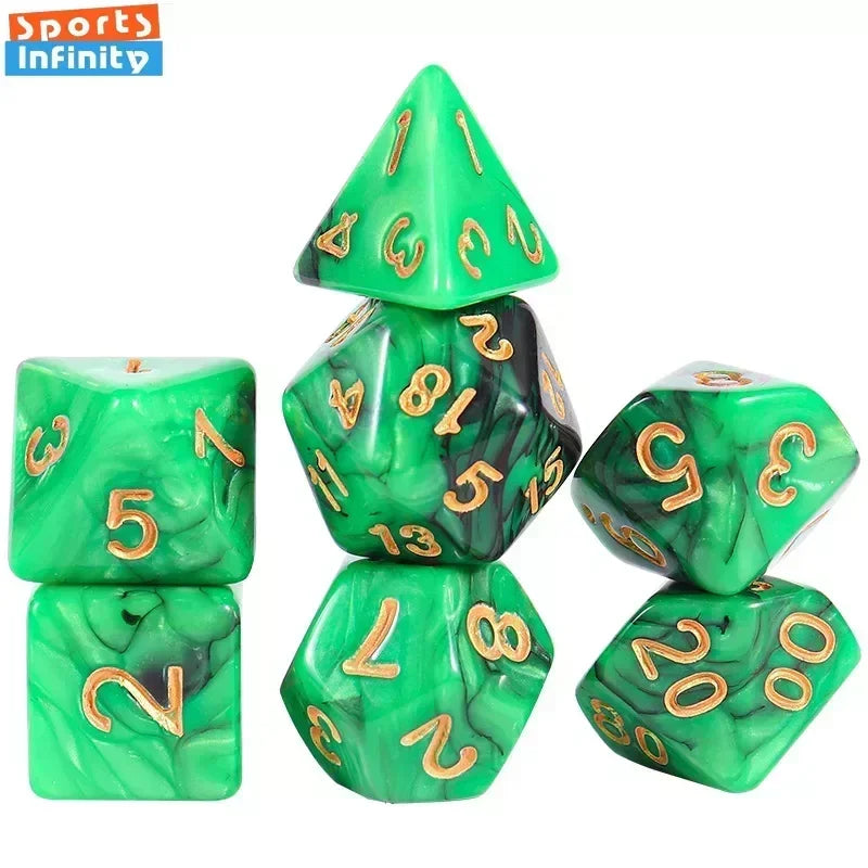 7 Pcs of Colorful Dice D20 D12 D10 D8 D6 D4 for DND Table Board Game Running Group Acrylic Digital Dice Set