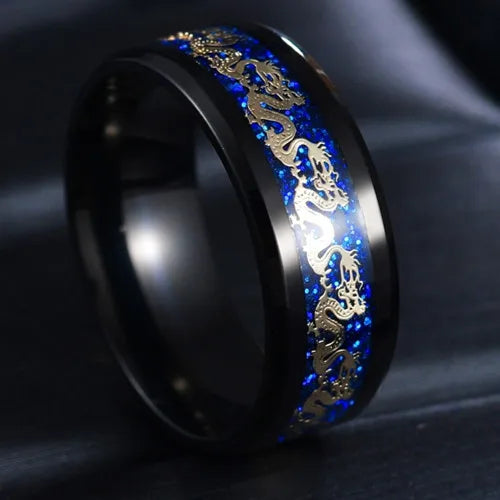 Fashion New 8mm Simple Men Ring Smooth Stainless Steel Blue Charms Rings Women's Couple Jewelry Gift Dropshipping