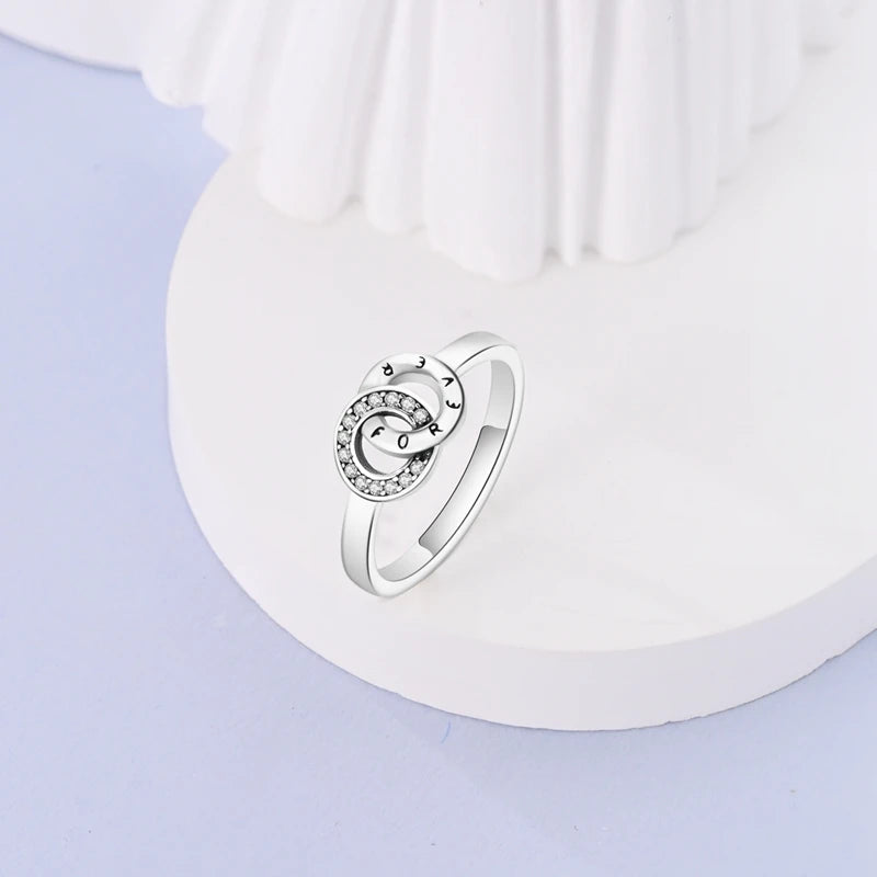 925 Sterling Silver Infinite Love Ring Original Luxury Design Zircon Finger Rings For Women High Quality Wedding Jewelry Gift