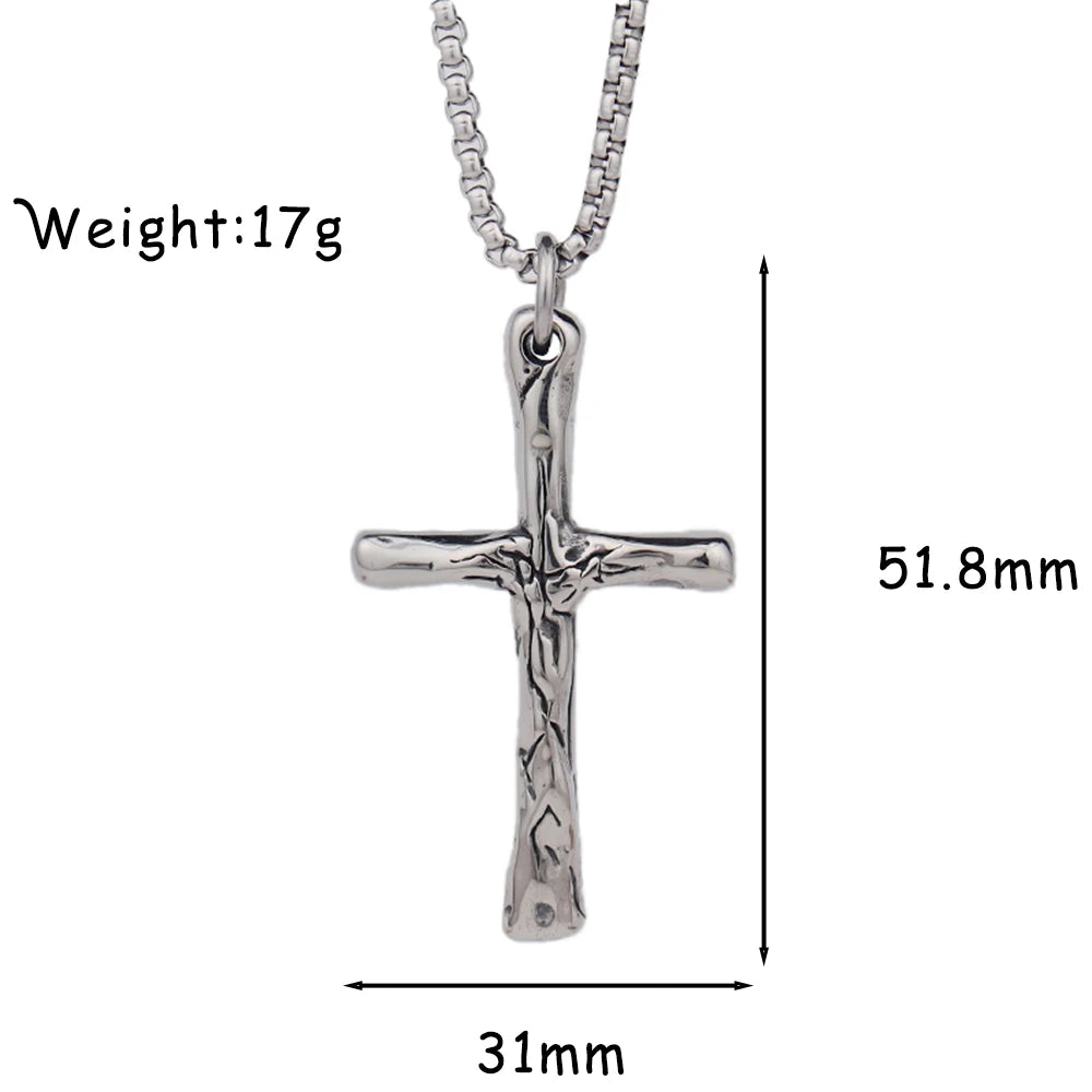 New Simple Cross Pendant Chain for Men Women Popular Charm Stainless Steel Christian Necklace Vintage Religion Jewelry