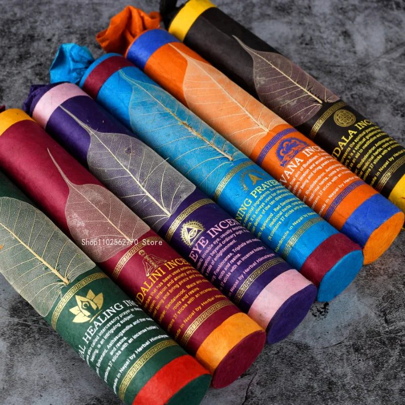 37 Root/ Barrel Nepal Bodhi Leaf Natural Tibetan Incense Handmade Thread Incense Home Office Aromatherapy Yoga Meditation