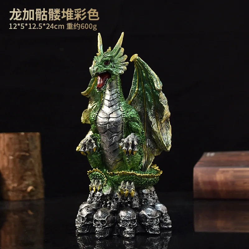 Retro Mythology Animal Statue Cerberus Dragon Griffin Ouroboros Skulls Resin Figurines Living Room Desktop Ornament Gift Toys BY2316