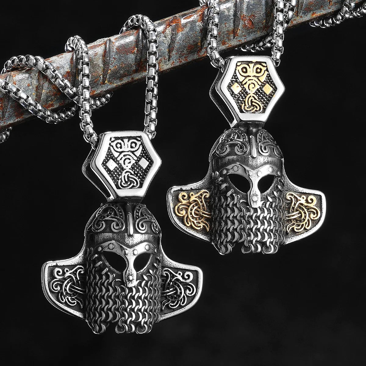 Viking Helmet Stainless Steel Men Necklaces Pendant Chain Punk Hiphop Women Fashion Jewelry Gifts Wholesale Dropshiping