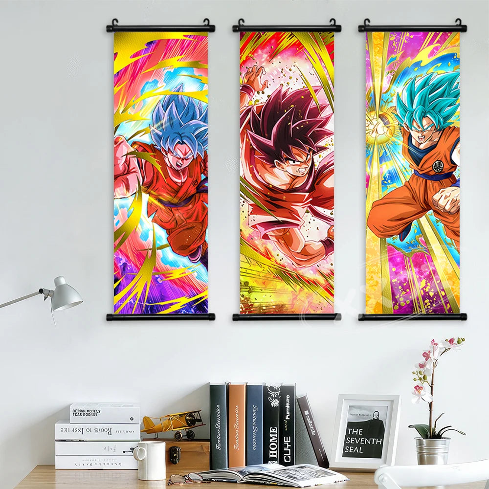 Anime Poster Dragon Ball Z Room Decor Goku Decorative Hanging Painting Vegeta Wall Art Gift Frieza Cartoon Scrolls Picture Goten