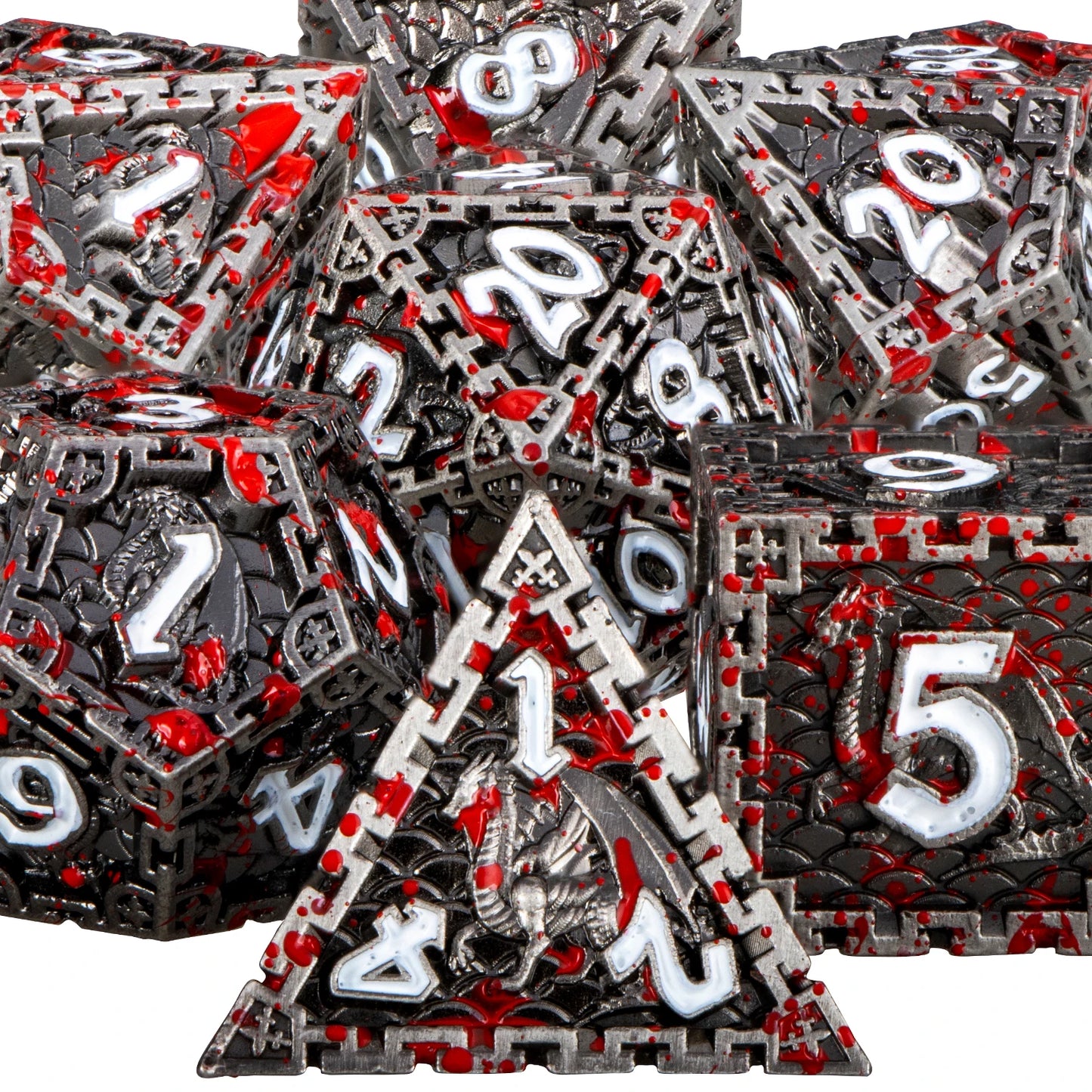 DND Metal Dice Set Dungeon and Dragon RPG Dice Polyhedral D&D Dice for RPG D+D Rolling Game Dice D and D Dice D20 D12 D10 D8 D6 MT-24