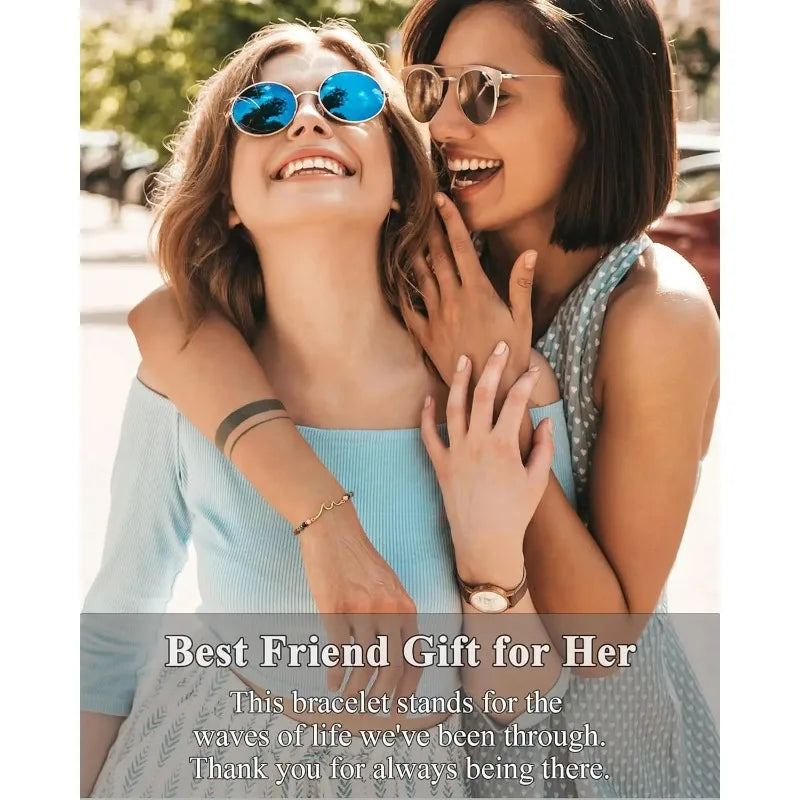 Meaningful Gifts Wave Bracelet,The Waves of Life We've been Through,Meaningful Graduation Gifts for Friends,Daughters,Classmates