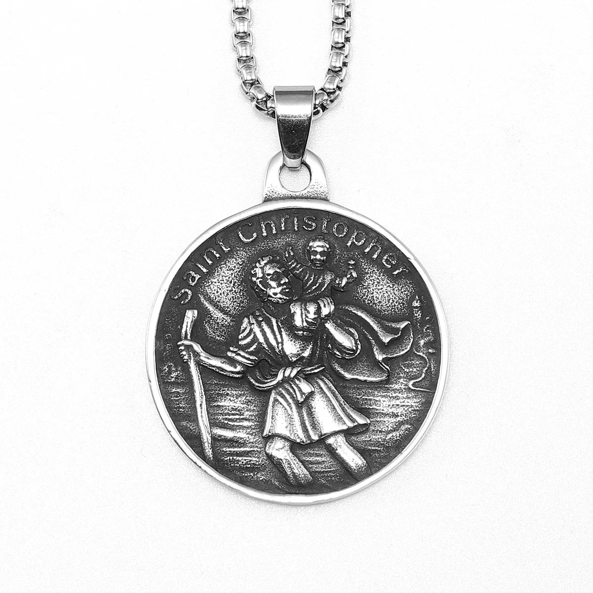 St.Christopher Exorcist Amulet Stainless Steel Men Necklaces Pendant Chain Punk For Women Fashion Jewelry Gifts Wholesale