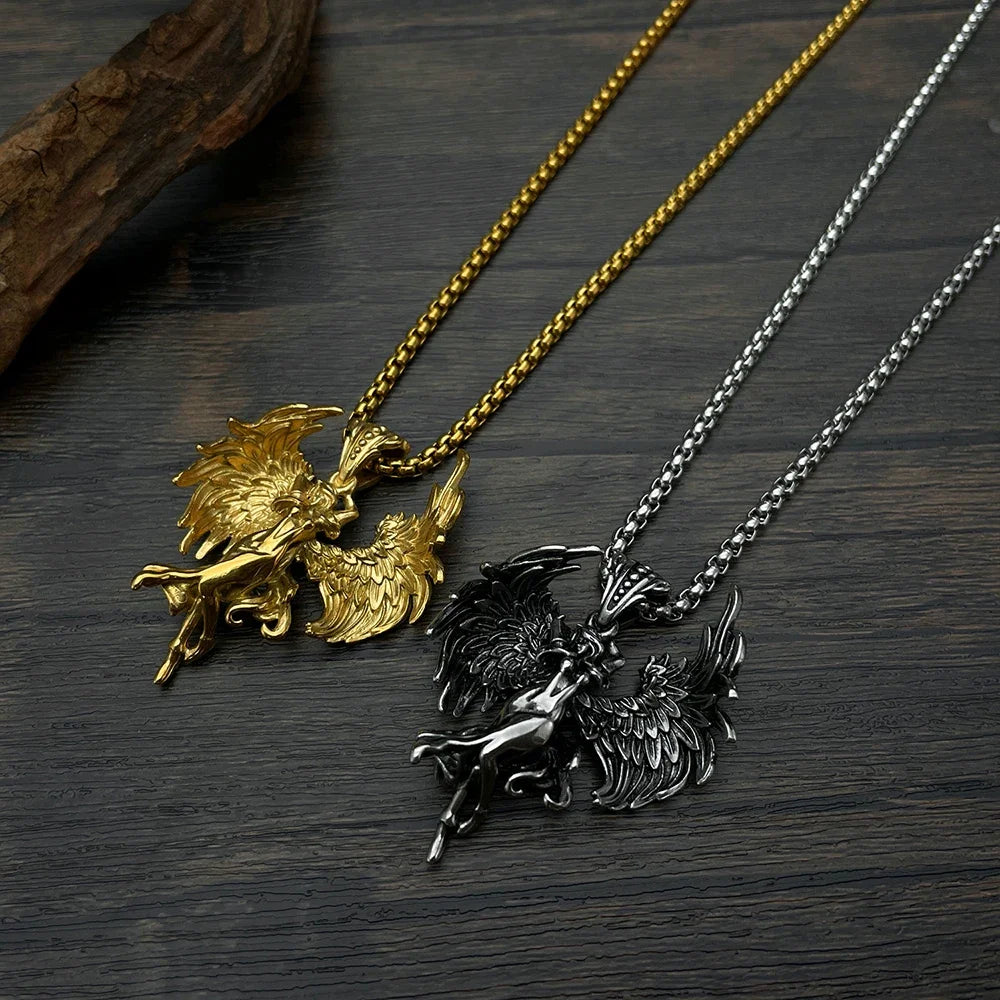 Fashion Stainless Steel Fallen Angel Necklace for Woman Punk Angel Wings Pendant Unique Simple Couple Gift Jewelry Accessories
