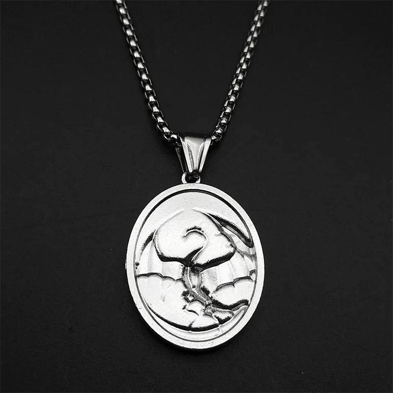 Hiphop Punk Evil Dragon Pendant Necklace For Women Men Stainless Steel Gold Color Animal Relief Retor Male Neck Chain Jewellery