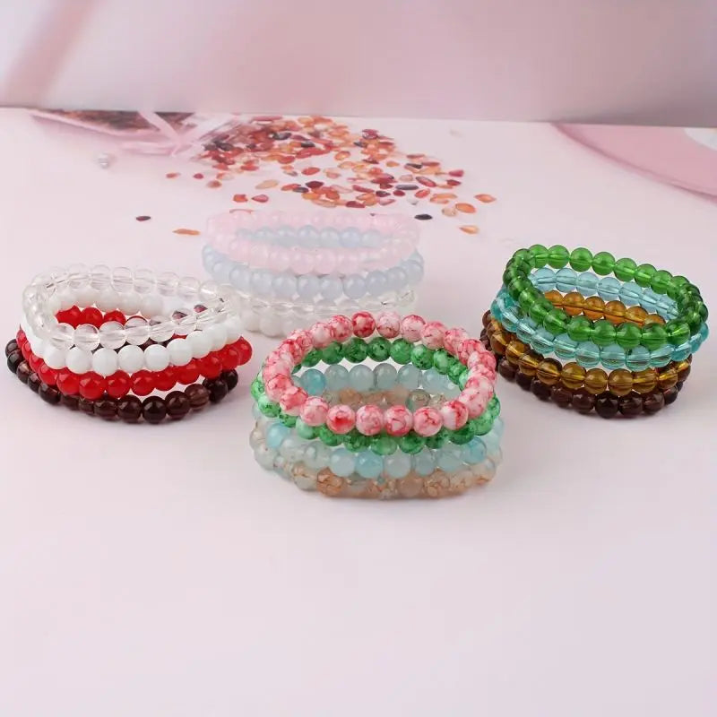5-piece set 6-piece set 10-piece random color set natural crystal bead bracelet men's and women's elastic bracelet