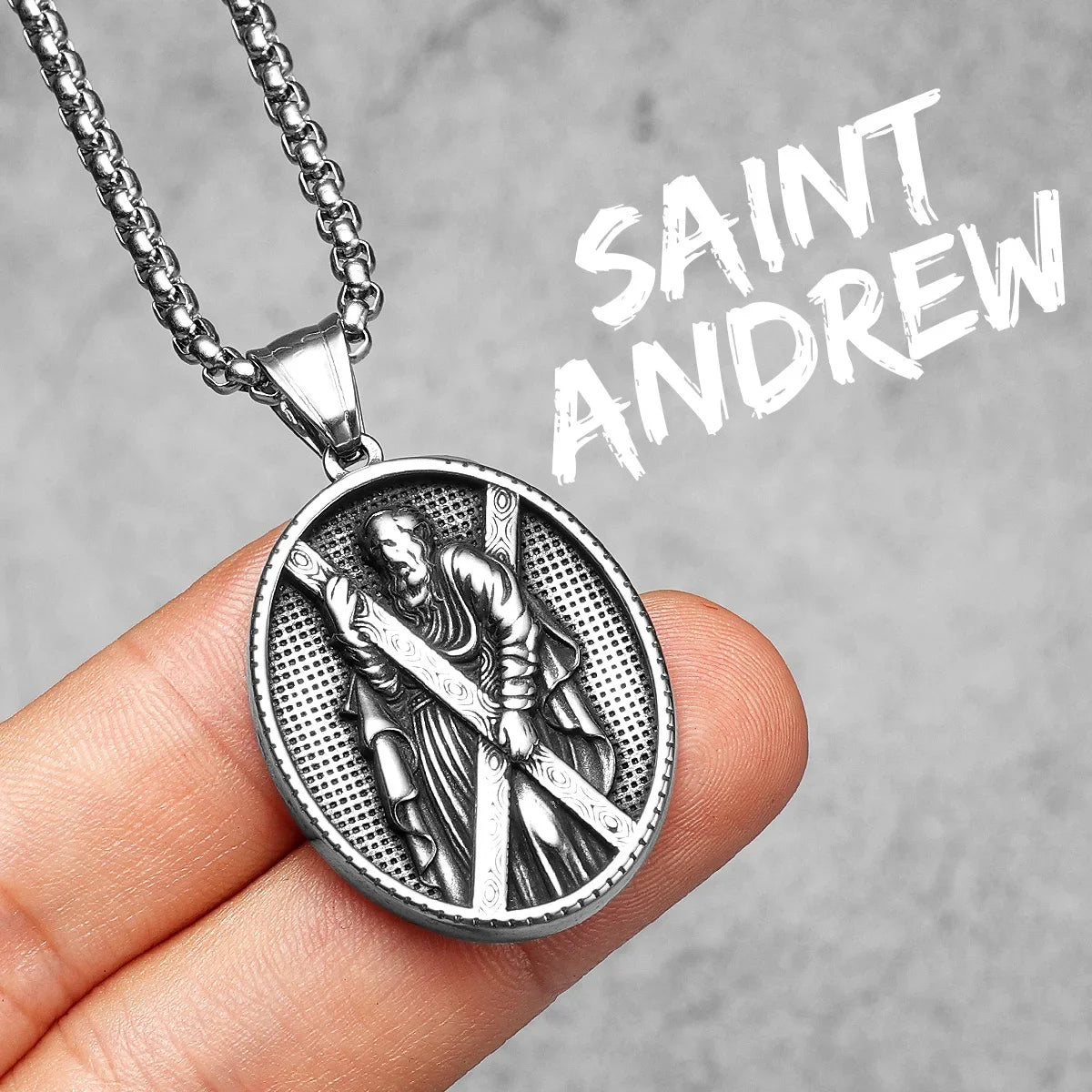 Holy Family Powerful Amulet Stainless Steel Men Necklace Pendant Chain Vintage Cool New In For Women Jewelry Gifts Wholesale