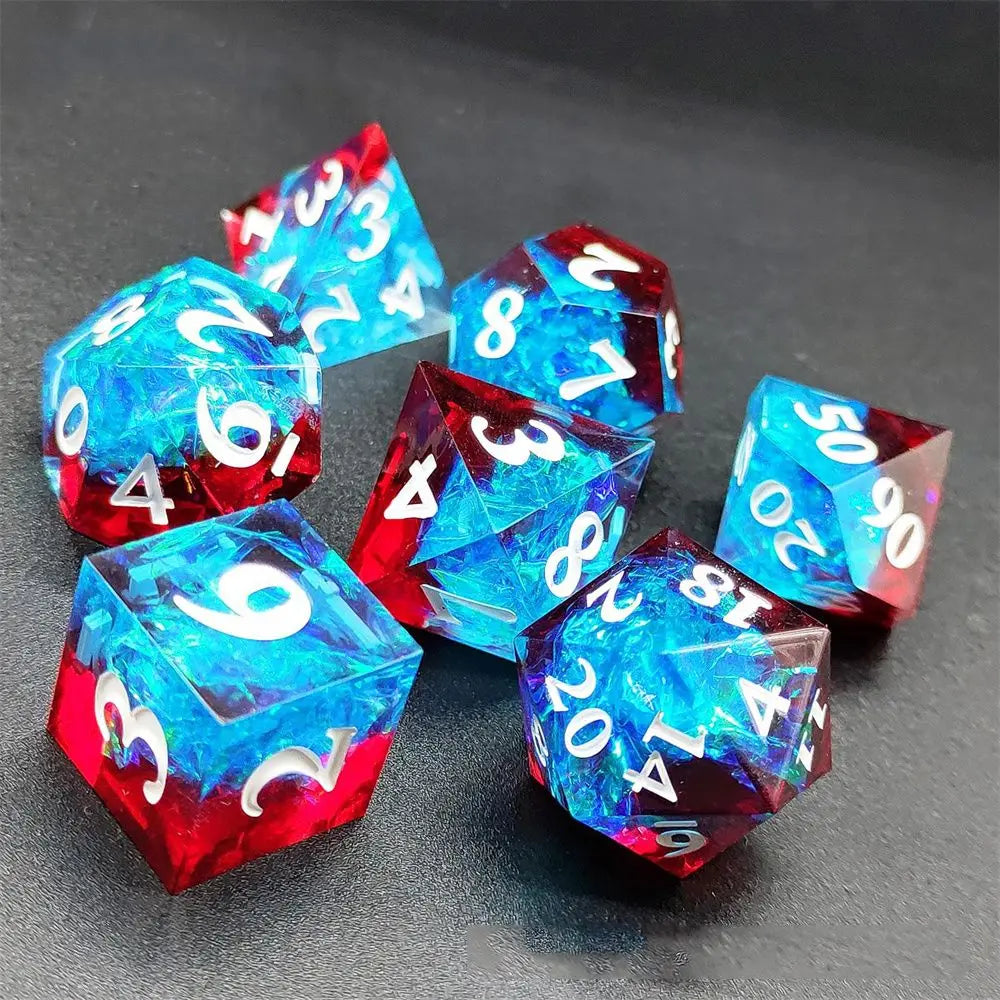 7Pcs Hollow Polyhedral Dice Set Metal Dices Table Games Accessory For D&d DND D6 D8 D10 D12 D20 1-1 1