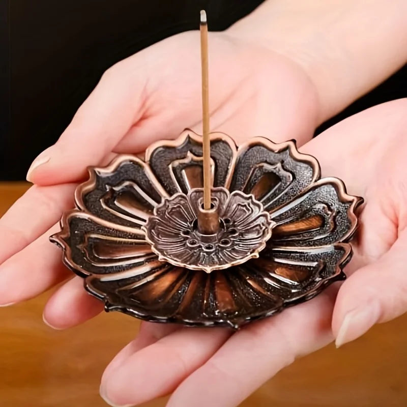 1PC dual purpose antique lotus fragrance stove with incense holder